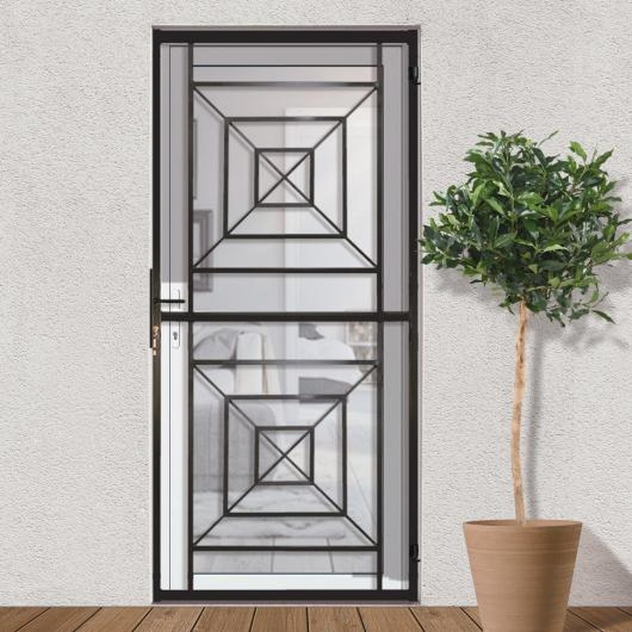 Grille de porte à panneaux géométriques