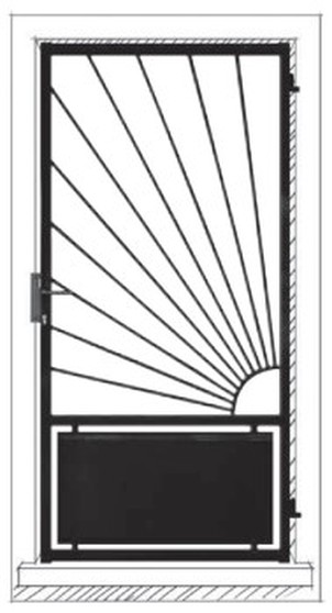 Motif rayonnant, dessin de grille de porte