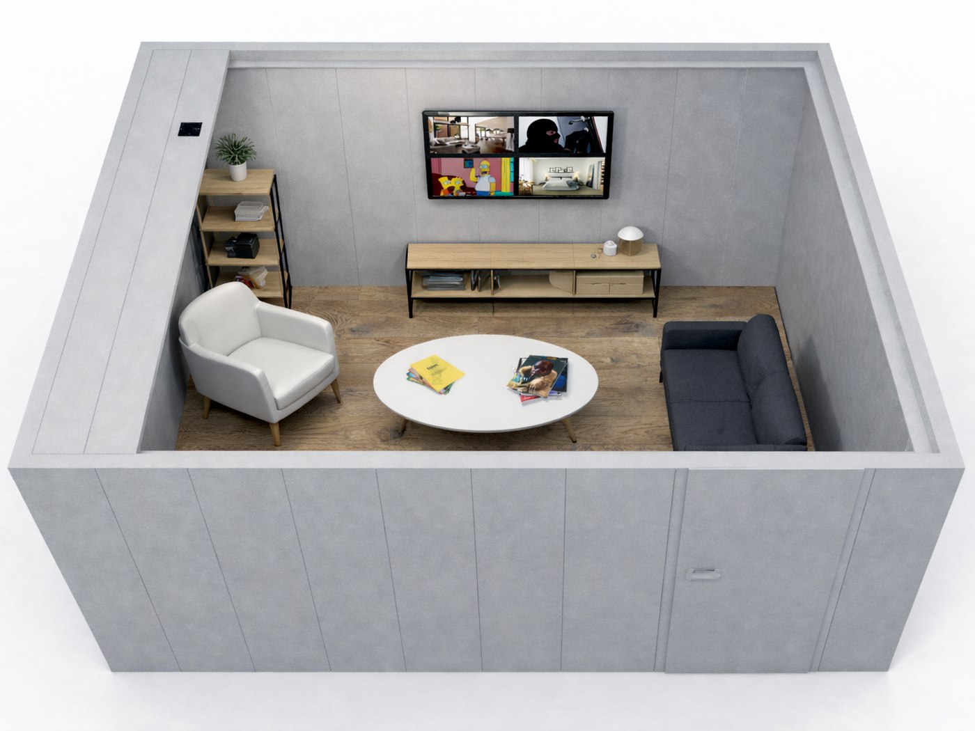 Aménagée en espace de vie, pièce blindée intégrée à une habitation