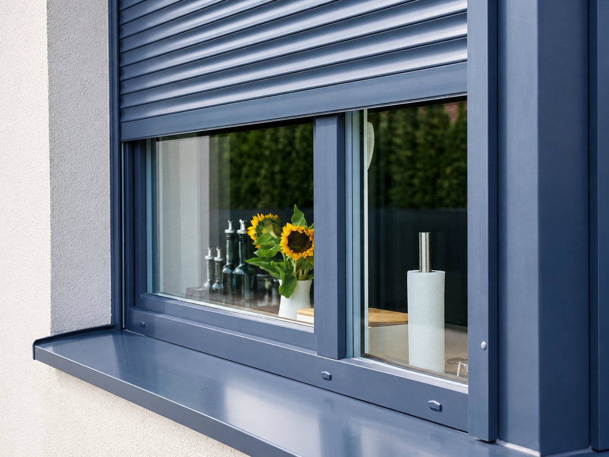 Volet roulant de sécurité en aluminium sur une fenêtre